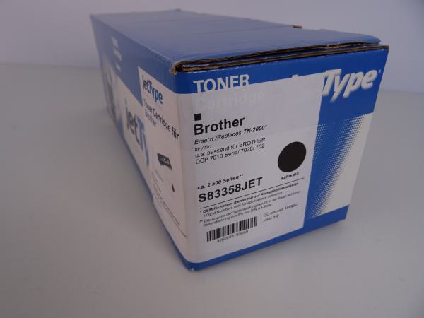 JetType Black Tonerkartusche - S83358JET für Brother DCP 7010 Serie 7020 / 702